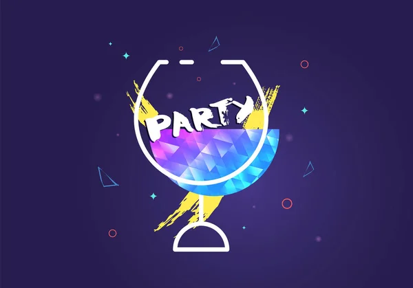 Party Banner Met Wijnglas Vorm Folder Voor Vakantie Ontwerp Met — Stockvector