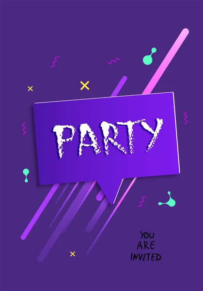 Party Banner Verticale Flyer Voor Vakantie Ontwerp Met Glans Geometrische — Stockvector
