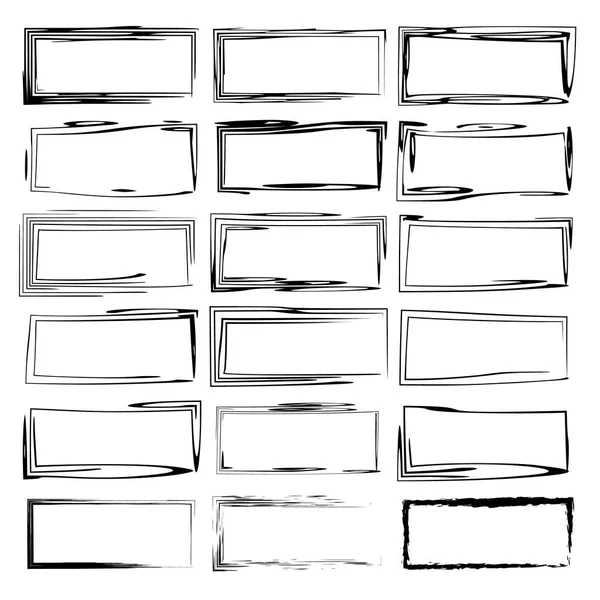 Siyah dikdörtgen grunge çerçeve kümesi. Geometrik doğrusal sınırları. Vektör çizim. 