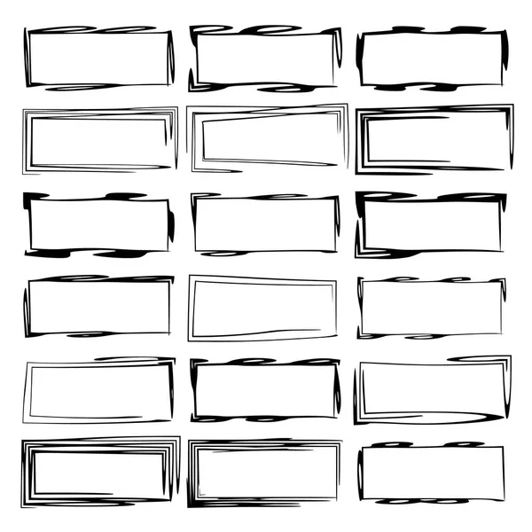 Siyah dikdörtgen grunge çerçeve kümesi. Geometrik doğrusal boş sınırları. Vektör çizim. 