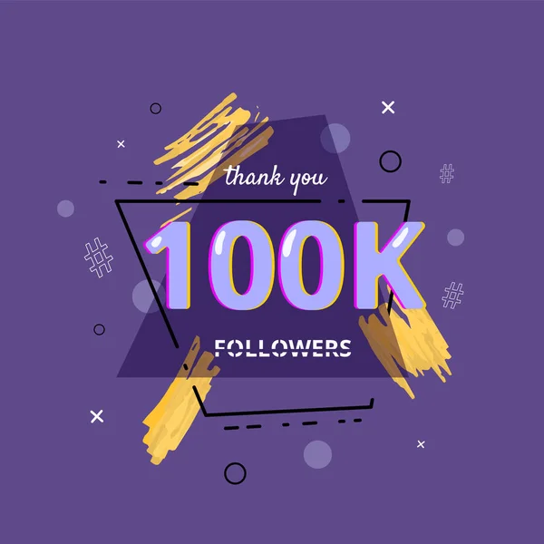 100K Followers Merci Post Avec Décoration 100000 Abonnés Bannière Avec — Image vectorielle