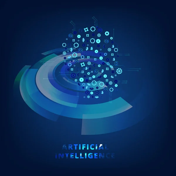 Artificiell Intelligens Banner Med Dekoration Konceptet Vektorillustration — Stock vektor