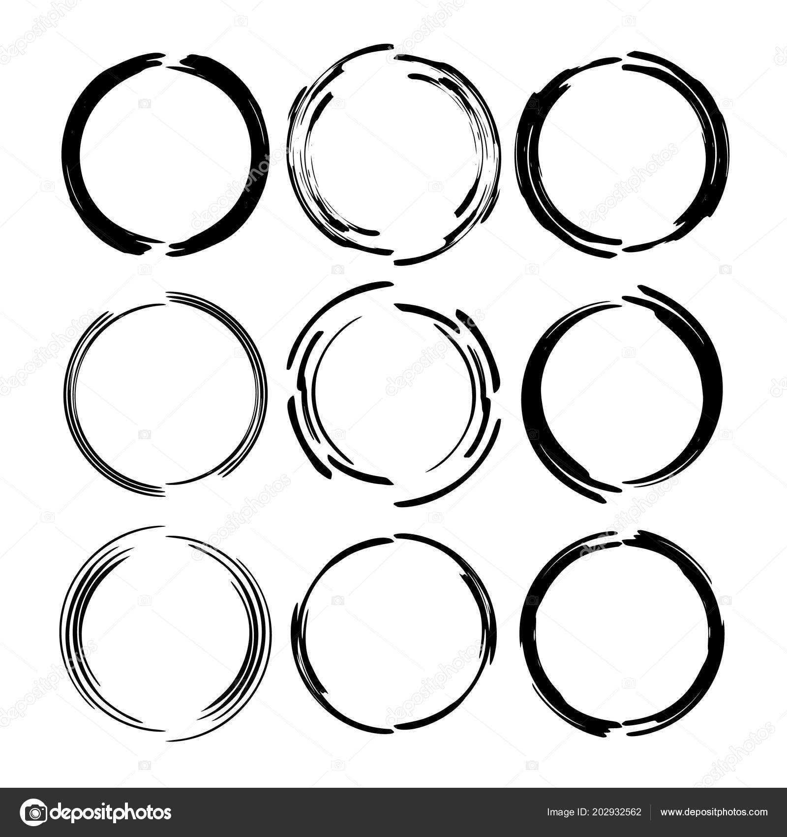 Image vectorielle Ensemble Cadres Ronds Noirs Encerclez Les Frontières ...