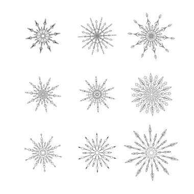 Dekoratif öğeler kümesi. Beyaz arka plan üzerinde izole çiçek koleksiyonu. Vektör çizim. 