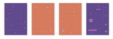 Dikey arka ile dekoratif öğeler kümesi. Posterler için geometrik temlates. Vektör çizim. 