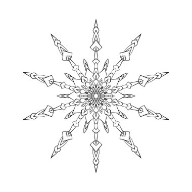 Beyaz arka plan üzerinde izole çiçek dekoratif unsur. Kar tanesi şekil. Vektör çizim. 