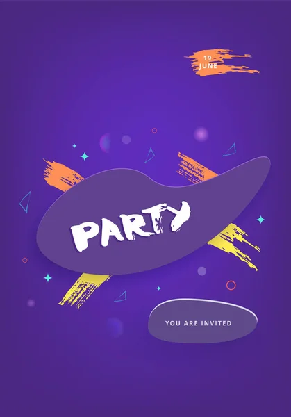 Party Banner Verticale Violet Flyer Voor Vakantie Ontwerp Met Geometrische — Stockvector