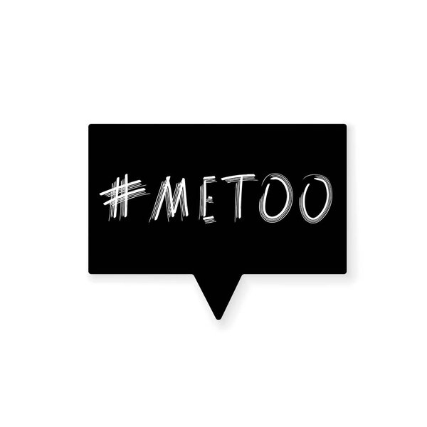 Metoo card with speech bubble. Handwritten lettering Me too. The inscription: #metoo. Social movement hashtag against sexual harassment. Vector illustration.