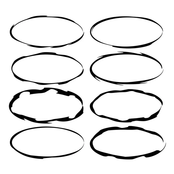 Ellipse Grunge Frames Oval Empty Borders Vector Illustration — Stock Vector