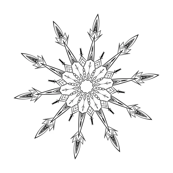 Bloemen Decoratief Element Geïsoleerd Een Witte Achtergrond Sneeuwvlok Vorm Vectorillustratie — Stockvector