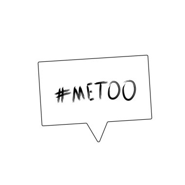 Bende kartı ile konuşma balonu. El yazısı fırça bana çok yazı. Yazıt: #metoo. Cinsel tacize karşı toplumsal hareket hashtag. Vektör çizim.