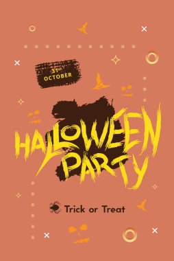 Cadılar Bayramı partisi poster geometrik bezemeli. Mutlu Cadılar Bayramı afiş. Tatil tasarım şablonu. Vektör çizim.