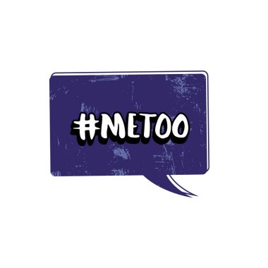 Bende kartı ile konuşma balonu. Bana çok yazı el yazısı. Yazıt: #metoo. Cinsel tacize karşı toplumsal hareket hashtag. Vektör çizim.