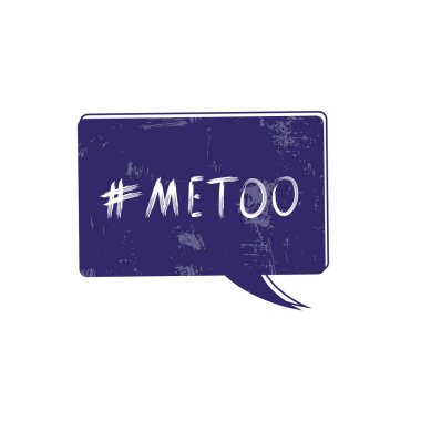 Bende kartı ile konuşma balonu grunge textture ile. Bana çok yazı el yazısı. Yazıt: #metoo. Cinsel tacize karşı toplumsal hareket hashtag. Vektör çizim.