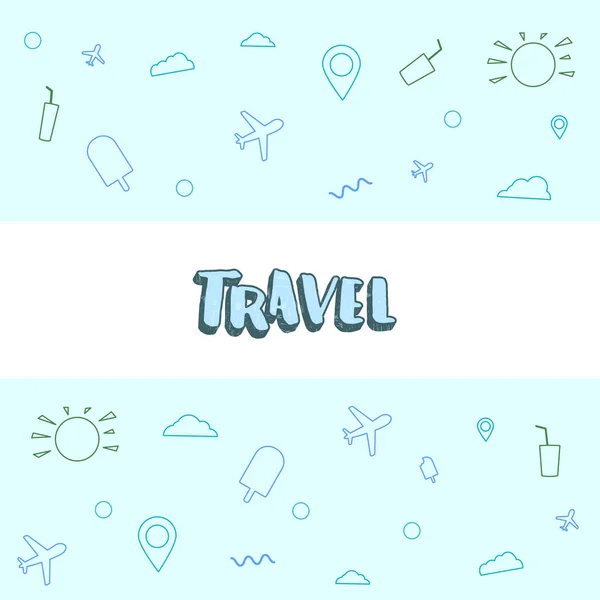 旅行作文 手写字体与装饰 旅游假期设计模板 矢量插图 — 图库矢量图片