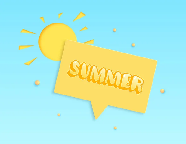 Sommerkarte Mit Sprechblase Und Sonnenform Vorlage Für Werbung Mit Papierschnitt — Stockvektor