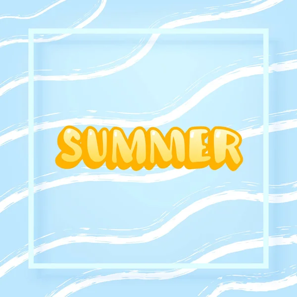 Summer Sticker Handwritten Lettering Bright Background Banner Summer Text Vector — Stock Vector