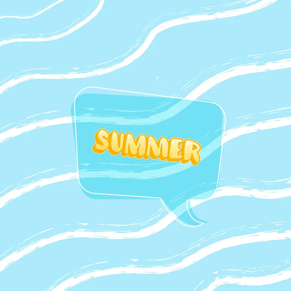 Pegatina Verano Con Burbuja Habla Letras Manuscritas Con Banner Fondo — Vector de stock