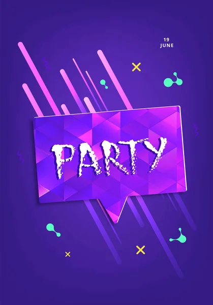 Party Banner Met Tekstballon Verticale Flyer Voor Vakantie Ontwerp Met — Stockvector