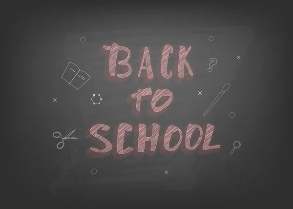 Back School Chalk Lettering Blackboard Template Season Promotion Cards Education — Stock Vector