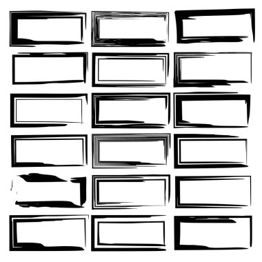 Dikdörtgen grunge çerçeve kümesi. Vektör çizim. 