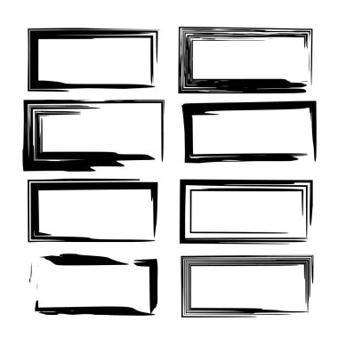 Siyah dikdörtgen grunge çerçeve. Vektör çizim. 