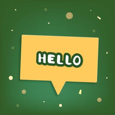 Konuşma balonu ile etiket Merhaba. Vektör çizim.