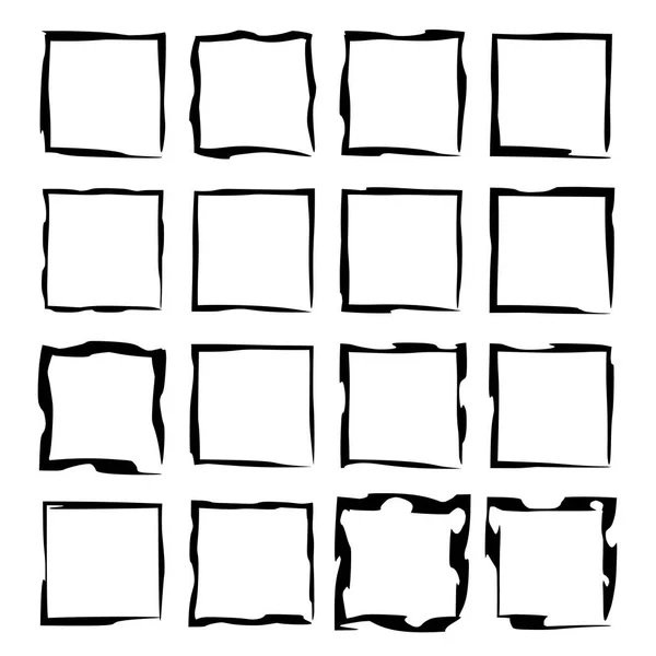 一套黑色方形的垃圾框 几何矩形空边框 矢量插图 — 图库矢量图片