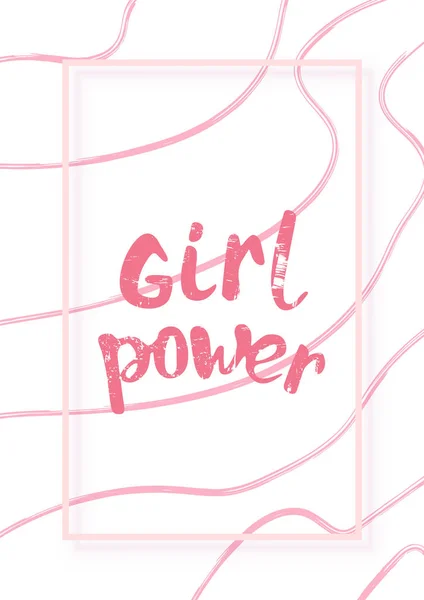 Girl Power Cita Sobre Fondo Decorativo Rayas Letras Manuscritas Ilustración — Vector de stock