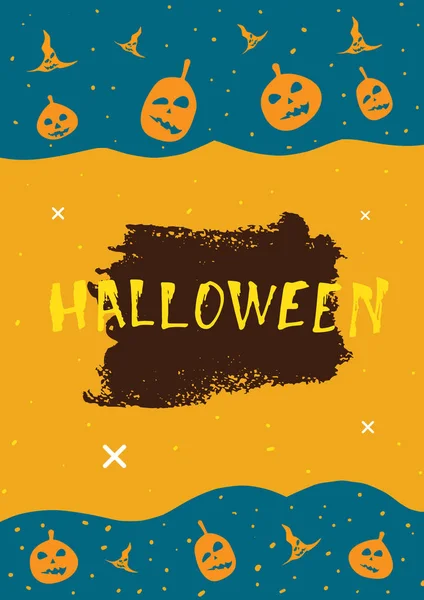 Cartaz Halloween Vetorial Com Decoração Feliz Folheto Halloween Modelo Para — Vetor de Stock