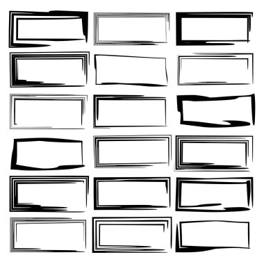 Siyah dikdörtgen grunge çerçeve. Geometrik boş sınırları. Grafik tasarım şablonu. Vektör çizim. 