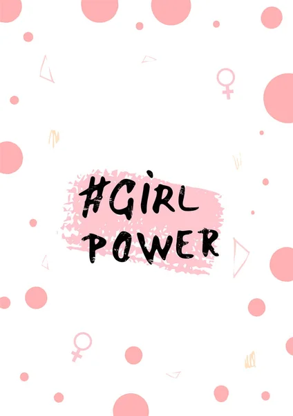 Kutipan Girl Power Pada Latar Belakang Dekoratif Tulisan Tangan Ilustrasi - Stok Vektor