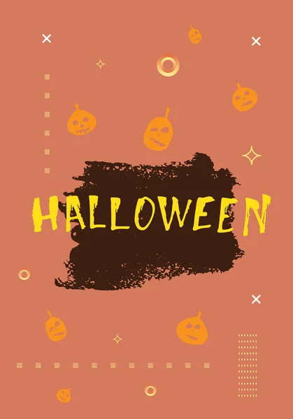 Cartel Vertical Halloween Con Decoración Formas Geométricas Calabazas Feliz Tarjeta — Vector de stock