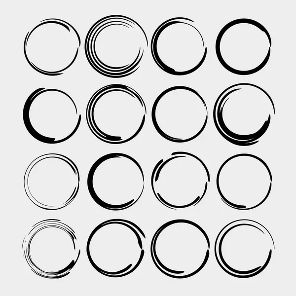 Set Ronde Grunge Frames Lege Circlular Grenzen Ellips Frame Collectie — Stockvector