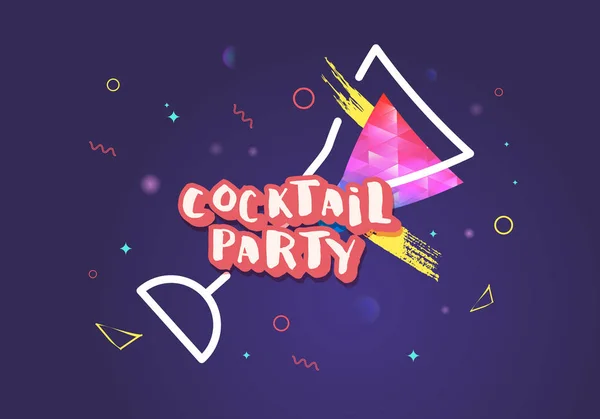 Cocktailparty Vorlage Feiertagsbanner Mit Glanzdekoration Einladungsflyer Vektorillustration — Stockvektor