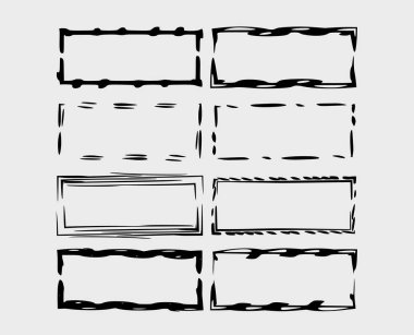 Set of rectangle grunge frames. Geometric linear empty borders. Template for graphic design. Vector illustration.  clipart