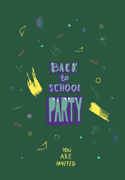 Back School Party Banner Flyer Shine Decoration Education Event Covers — Stock Vector