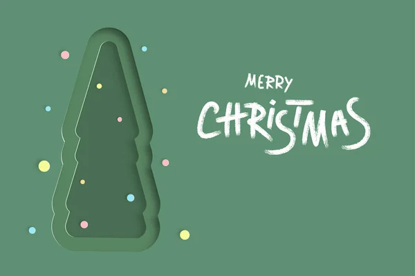 Frohe Weihnachten Pinsel Handgeschriebenen Schriftzug Mit Dekorierten Baum Kreativer Text — Stockvektor