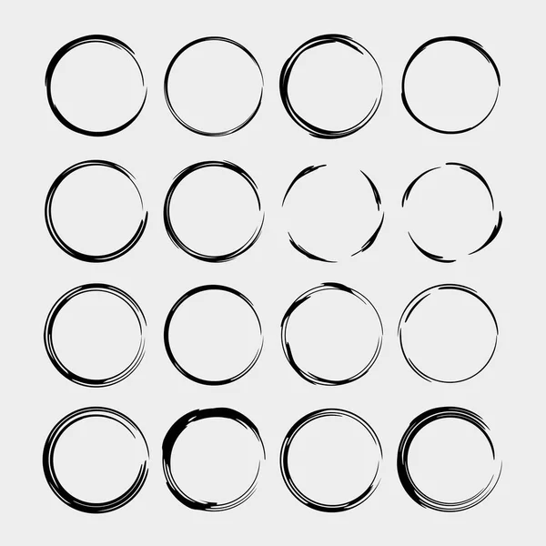 Set Grunge Frames Empty Circlular Borders Isolated Vector Illustration — Stock Vector