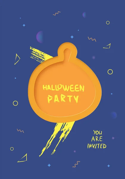 Modèle Halloween Party Avec Décoration Forme Papier Citrouille Bannière Verticale — Image vectorielle