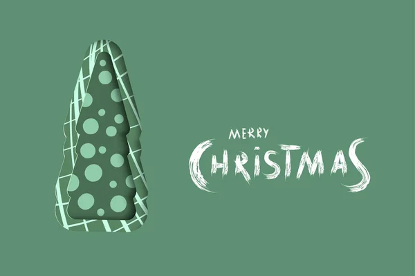 Frohe Weihnachten Pinsel Handgeschriebenen Schriftzug Mit Entkoteten Papierschnitt Baum Kreativer — Stockvektor