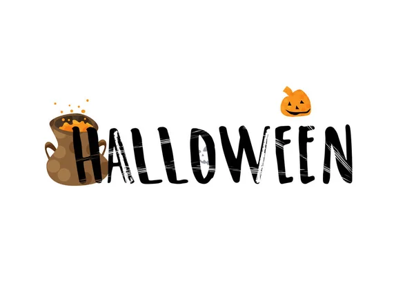 Halloween Scritto Mano Pennello Secco Lettering Isolato Slogan Design Delle — Vettoriale Stock