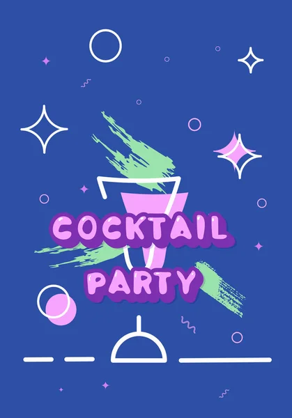 Modelo Festa Cocktail Banner Férias Com Decoração Brilho Letras Criativas — Vetor de Stock