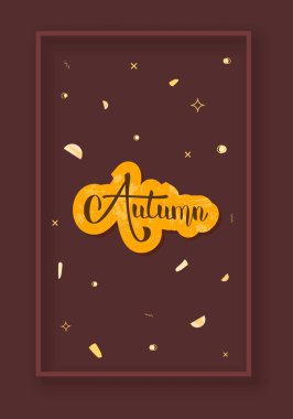 Sonbahar karanlık şablon web ve sosyal medya için. Çerçeve ve soyut dekorasyon ile el yazısı yazı etiket. Sezon tasarım için öğe. Vektör çizim.