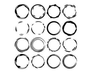 Grunge çerçeve izole set. Boş circlular sınırları izole topluluğu. Vektör çizim. 