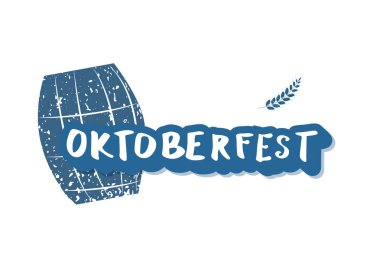 Oktoberfest yazı kompozisyon. Bira varil dekorasyonu ile el yazısı etiket metni. Vektör çizim.