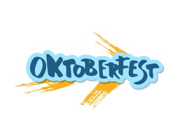 Oktoberfest yazı kompozisyon. Kuru Fırça hat dekorasyonu ile etiket metni el yazısı. Vektör çizim.