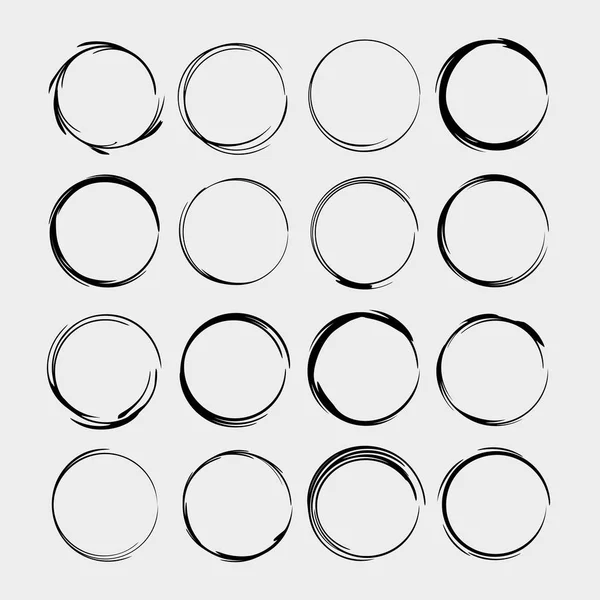 Set Grunge Frames Empty Circle Borders Isolated Vector Illustration — Stock Vector