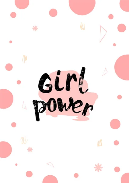 Girl Power Zitat Auf Dekorativem Hintergrund Handgeschriebene Texturierte Schrift Vektorillustration — Stockvektor