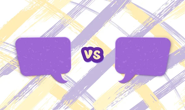 Şablon karşı. Boş konuşma balonları ve renkli kapak ile ekran vs. Savaş arka plan. Vektör çizim.